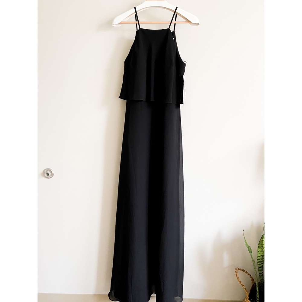 NEW Hayley Paige Occasions Maxi Bridesmaid Black Dress Size 10